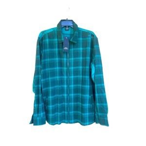 Torquoise regular fit button down flannel shirt